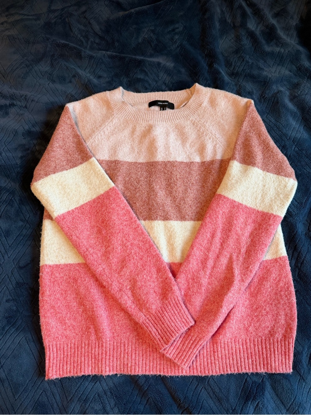 Vero Moda Pink, Cream & Rose Striped Crewneck Sweater